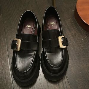 Black Zara loafers